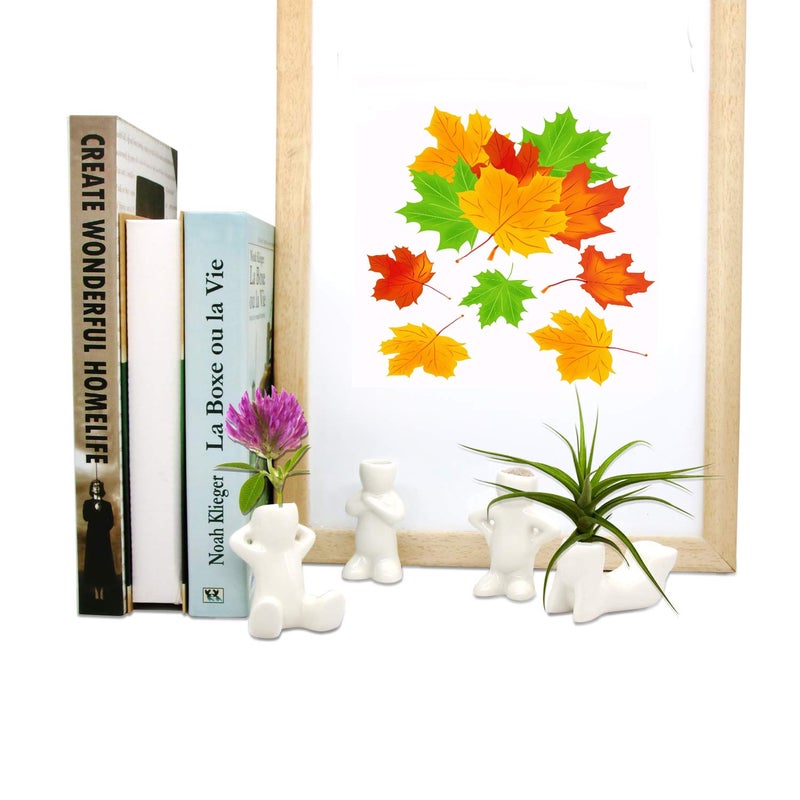 Together-life 4 Pack Ceramic Air Plant Holder, Cute Air Planter Table Top Display Planters for DIY Planting Home Office Decoration Supplies - Image 4